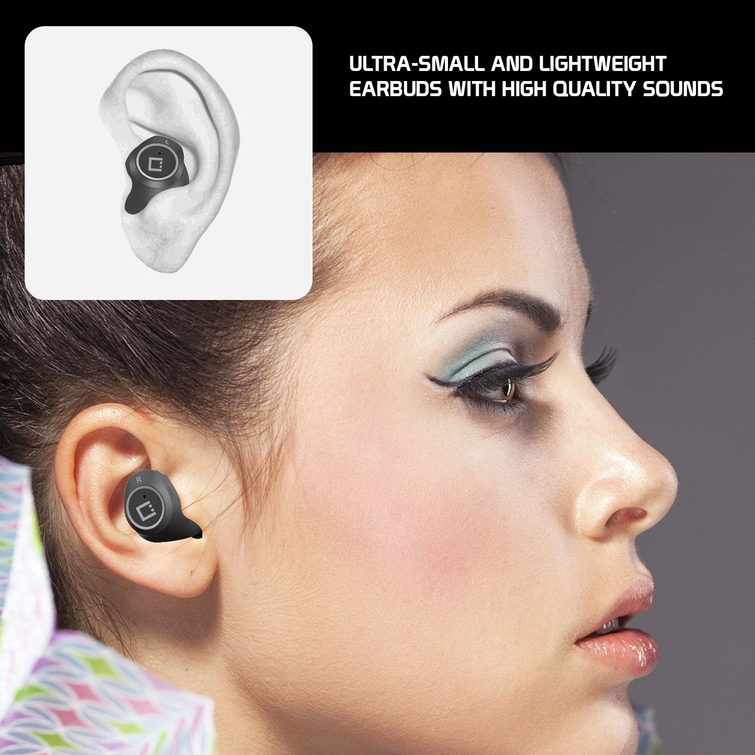 Celllet Cellet Wireless Earbuds, with Charging case, with USB-C Charging - Bla ...