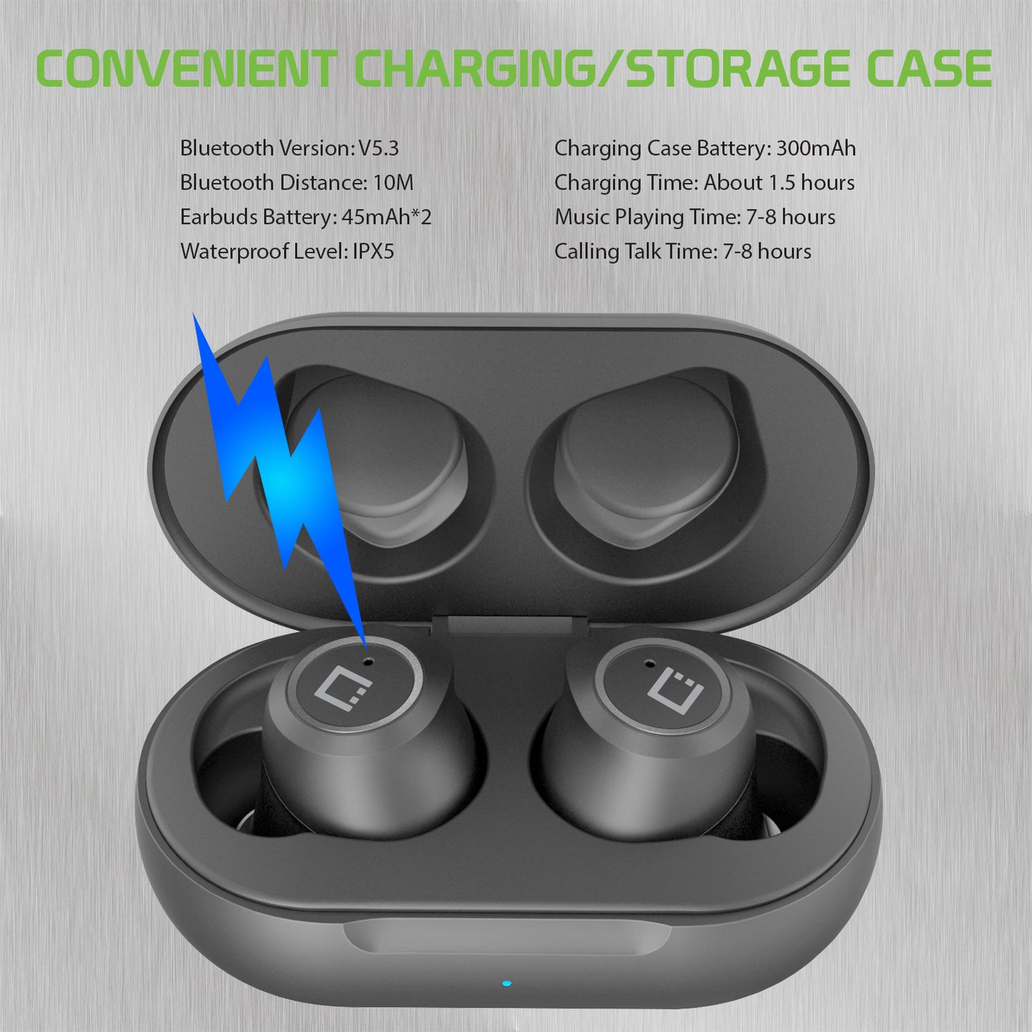 Cellet Wireless Earbuds, with Charging case, with USB-C Charging  Compatible to Bluetooth Wireless Enabled Devices - Black