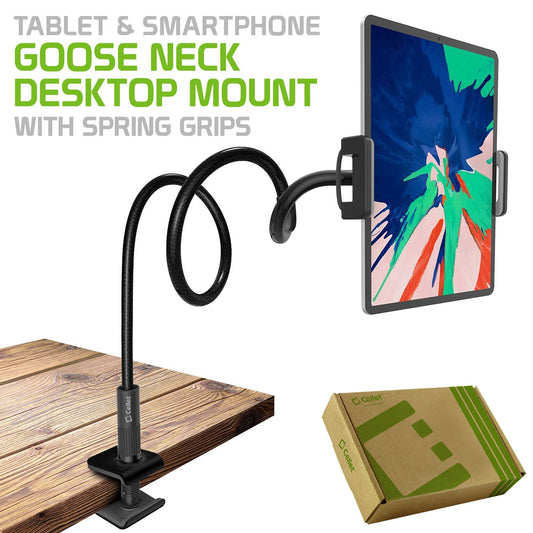 PHX100 - iPad/Tablet Holder, Cellet Gooseneck Tablet & Smartphone Desktop Mount with Spring Grips (Fits Devices 4.75-9 Inches)