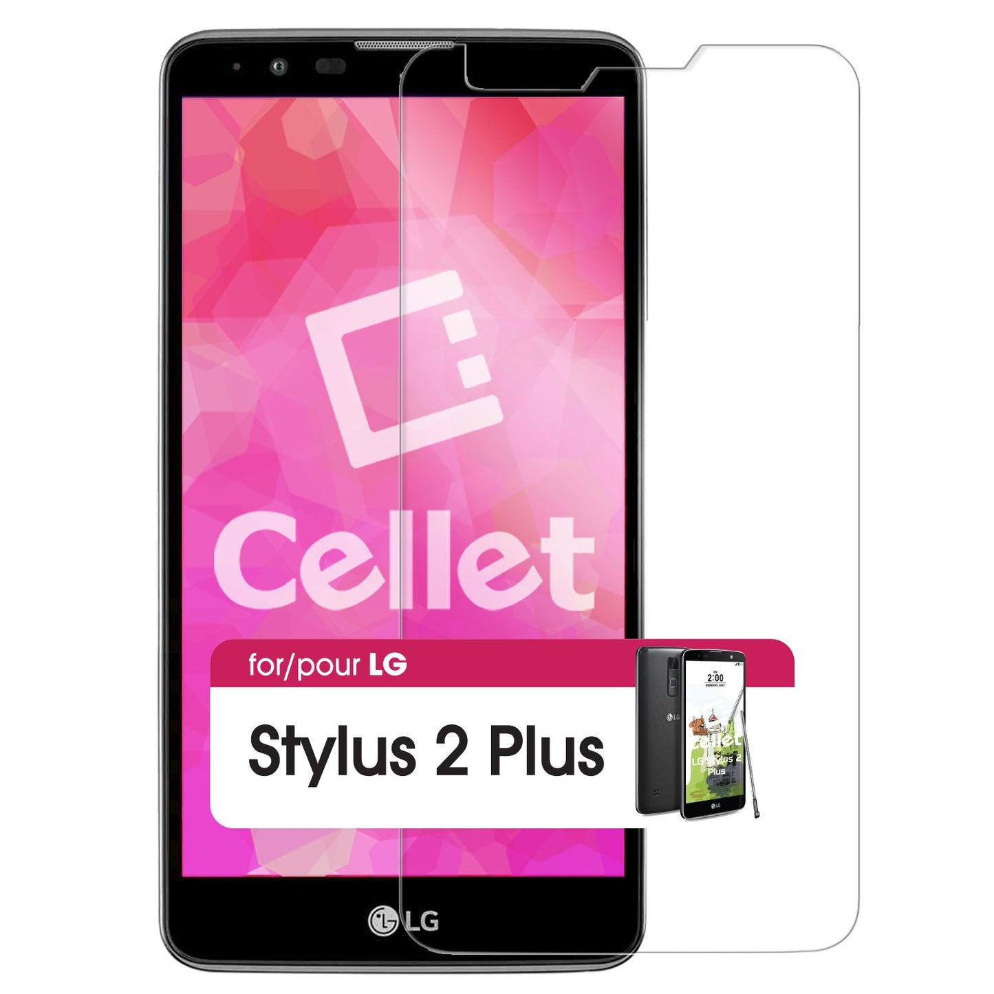 SGLGGSTY2P - LG Stylus 2 Plus, Cellet 0.33mm Premium Tempered Glass Screen Protector for LG Stylus 2 Plus (9H Hardness)