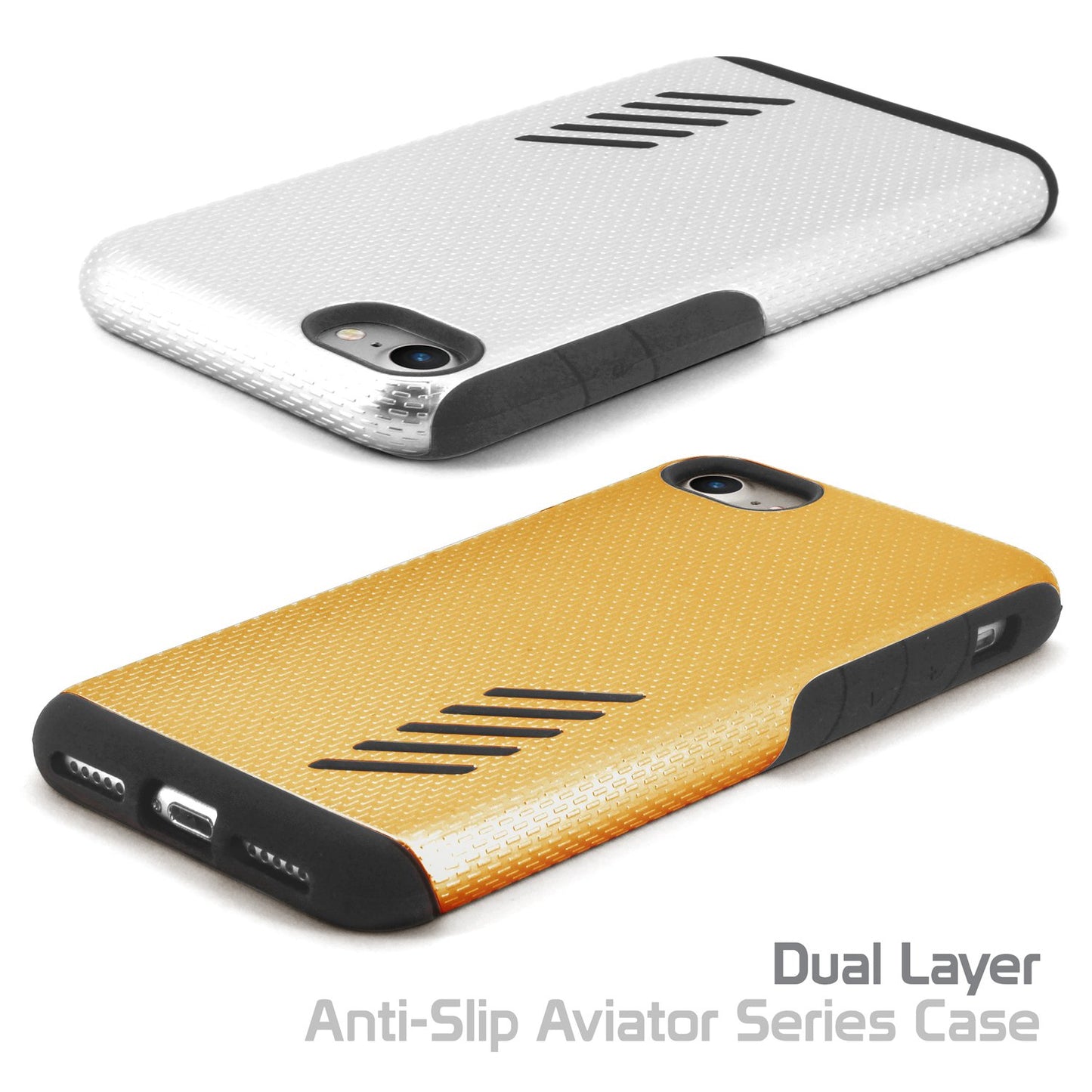 CCIPH75PK - iPhone 8/7 Dual Layer Anti-Slip Aviator Series Heavy Duty Phone Case - Pink/ Gray