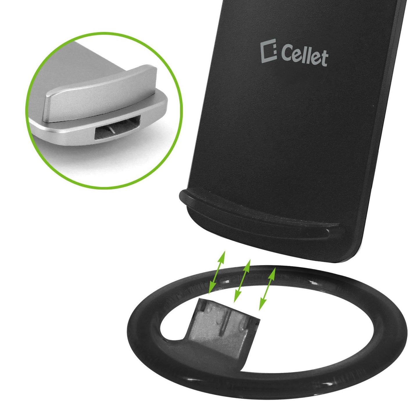 QI300BK - Wireless Charging Pad, Cellet Adjustable Dual Coil Wireless Charging Stand for all Wireless (Qi) Enabled Devices - Black