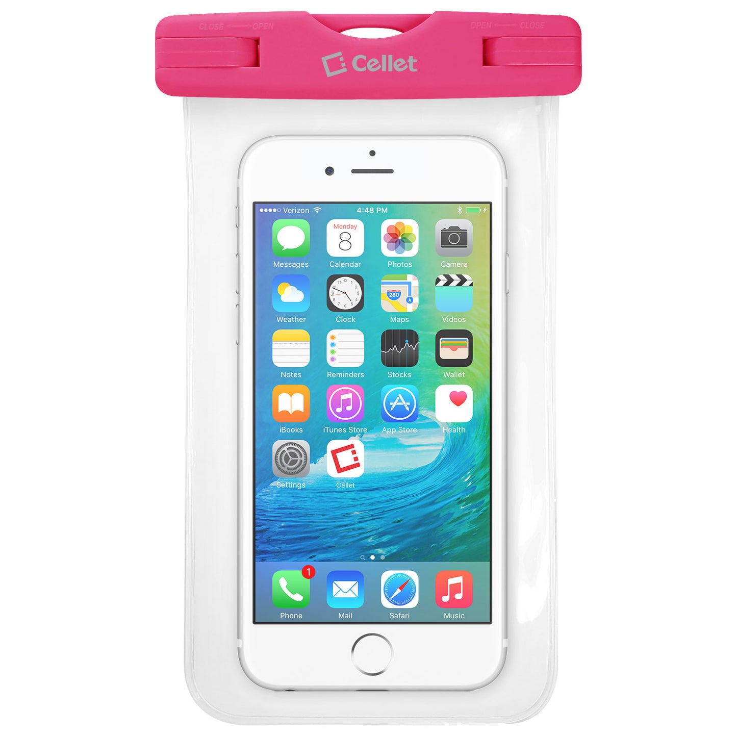 WATER1PK - Cellet Universal IPX8 Waterproof Case for Apple iPhone 7 Plus, Large Smartphones, Digital Cameras, MP3 Players and More - Pink