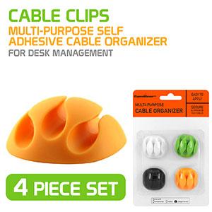 Multi-Purpose Self Adhesive Cable Management Clip Organizer - 4 Pack