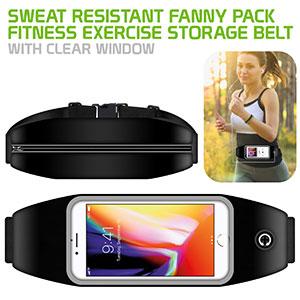 Sweat Resistant Fitness Exercise Storage Belt with Smartphone Clear Window Fanny Pack