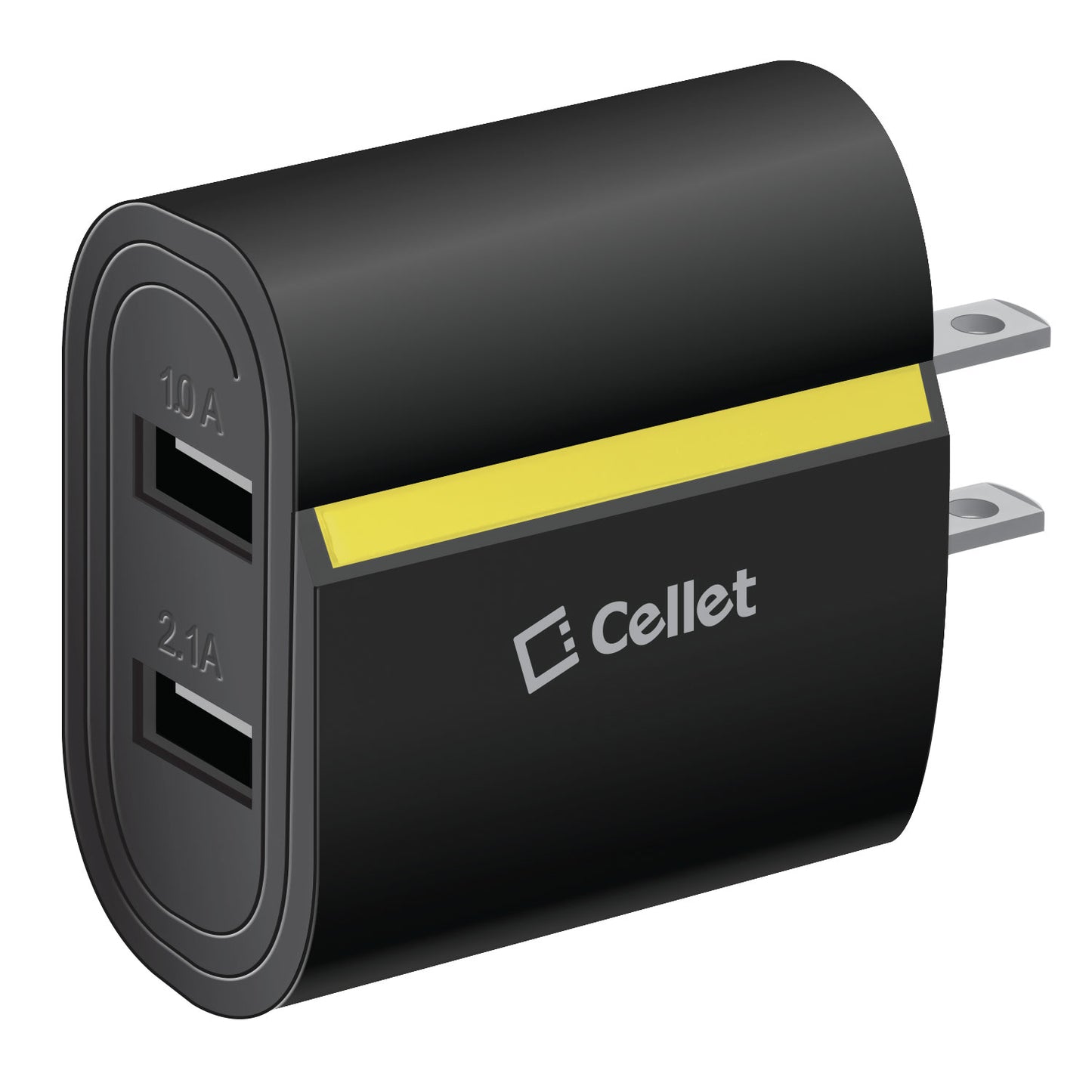TANN230BK - Cellet Dual USB Home Charger, 2.1 Amp / 10 Watt Wall Charger for Apple iPhone X, iPad Mini, Galaxy Note 8 - Cable Sold Separately
