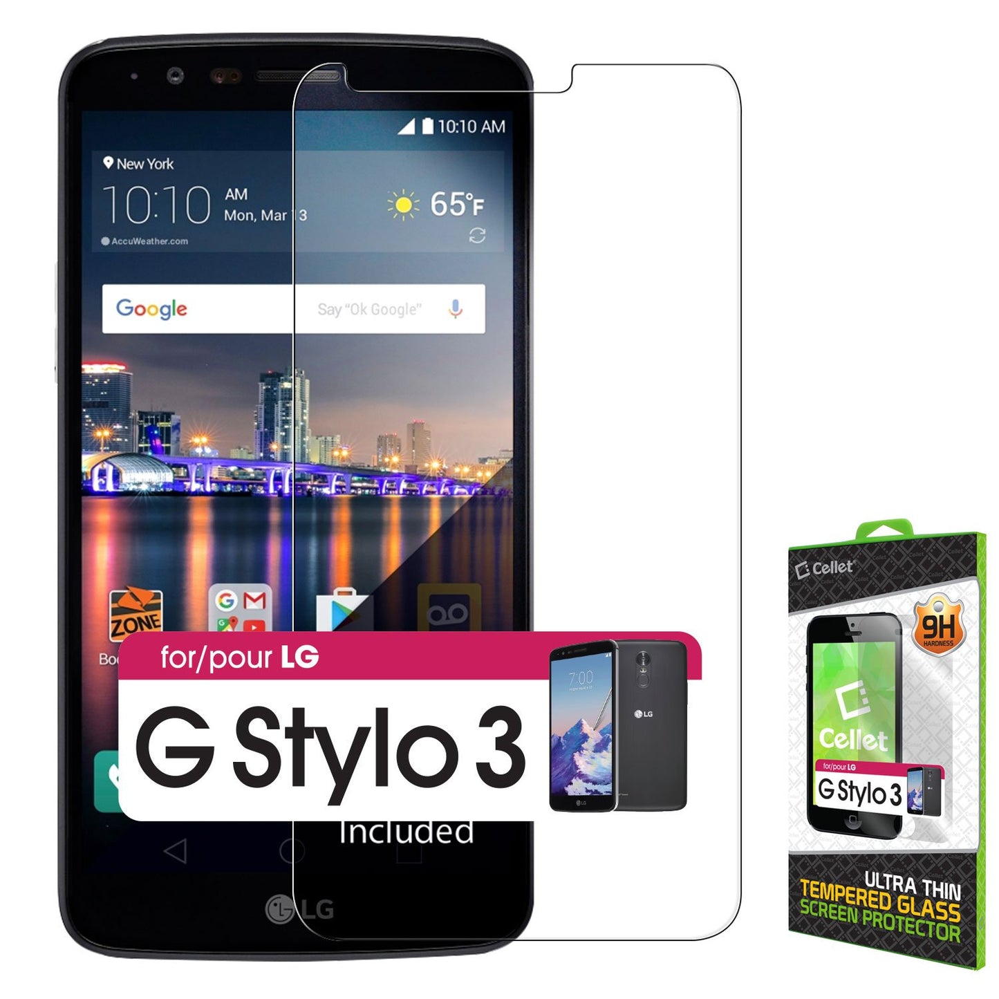 SGLGGSTY3 - LG G Stylo 3 Tempered Glass Screen Protector, Cellet 0.33mm Premium Tempered Glass Screen Protector for LG G Stylo 3 (9H Hardness)