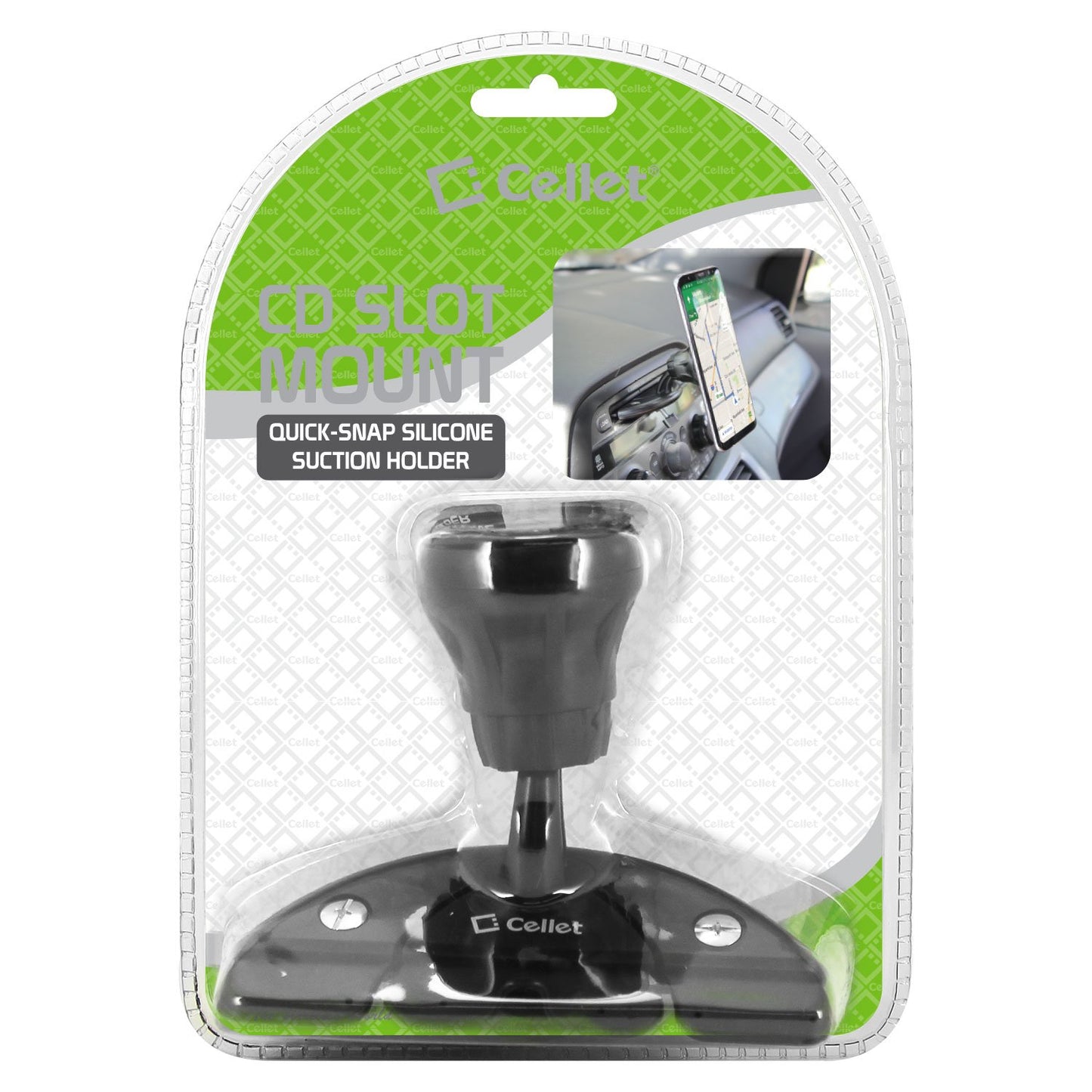 PHCD23CN - Cellet CD Slot Suction Phone Mount for iPhone 13 Pro Max and More - Extra Strength Suction Cup with Quick-Snap Technology