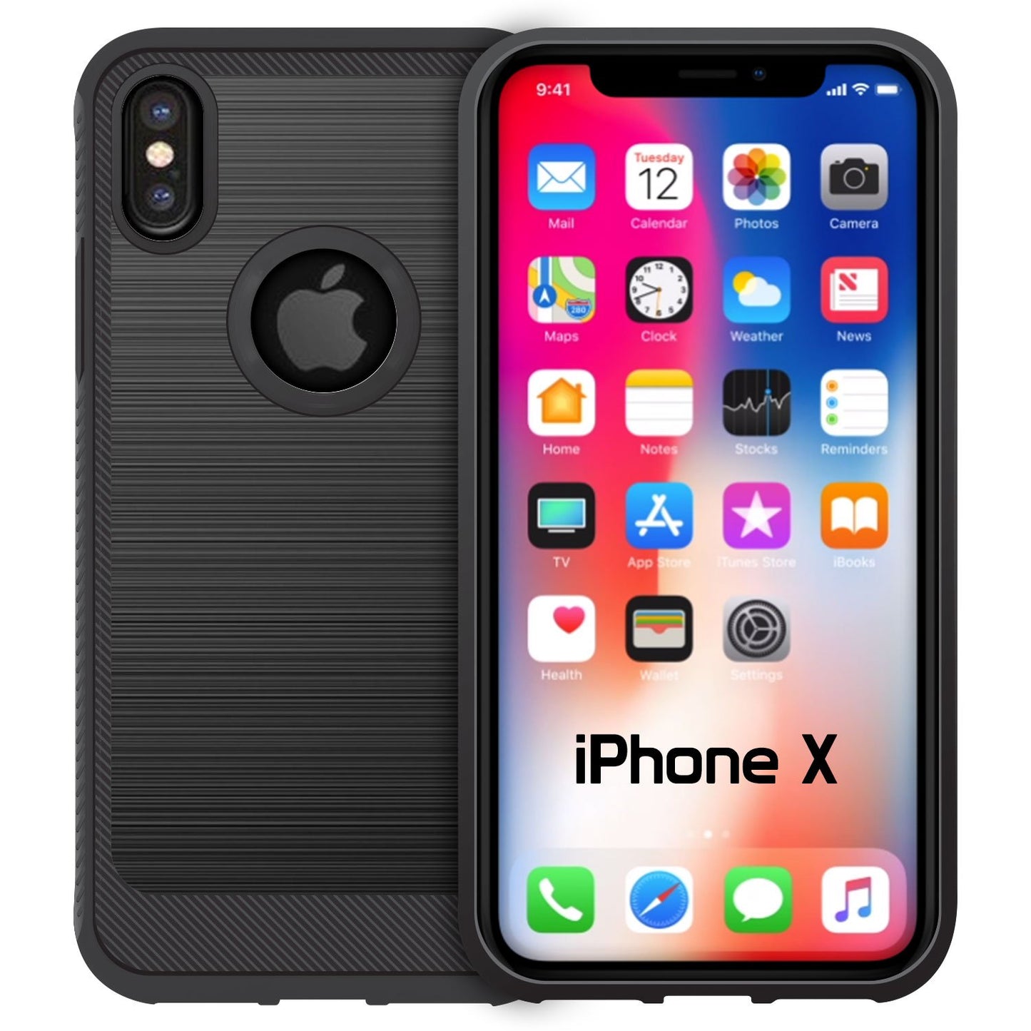 CCIPHXBK- Light Weight Heavy Duty Grip Protection Case - Black - iPhone X
