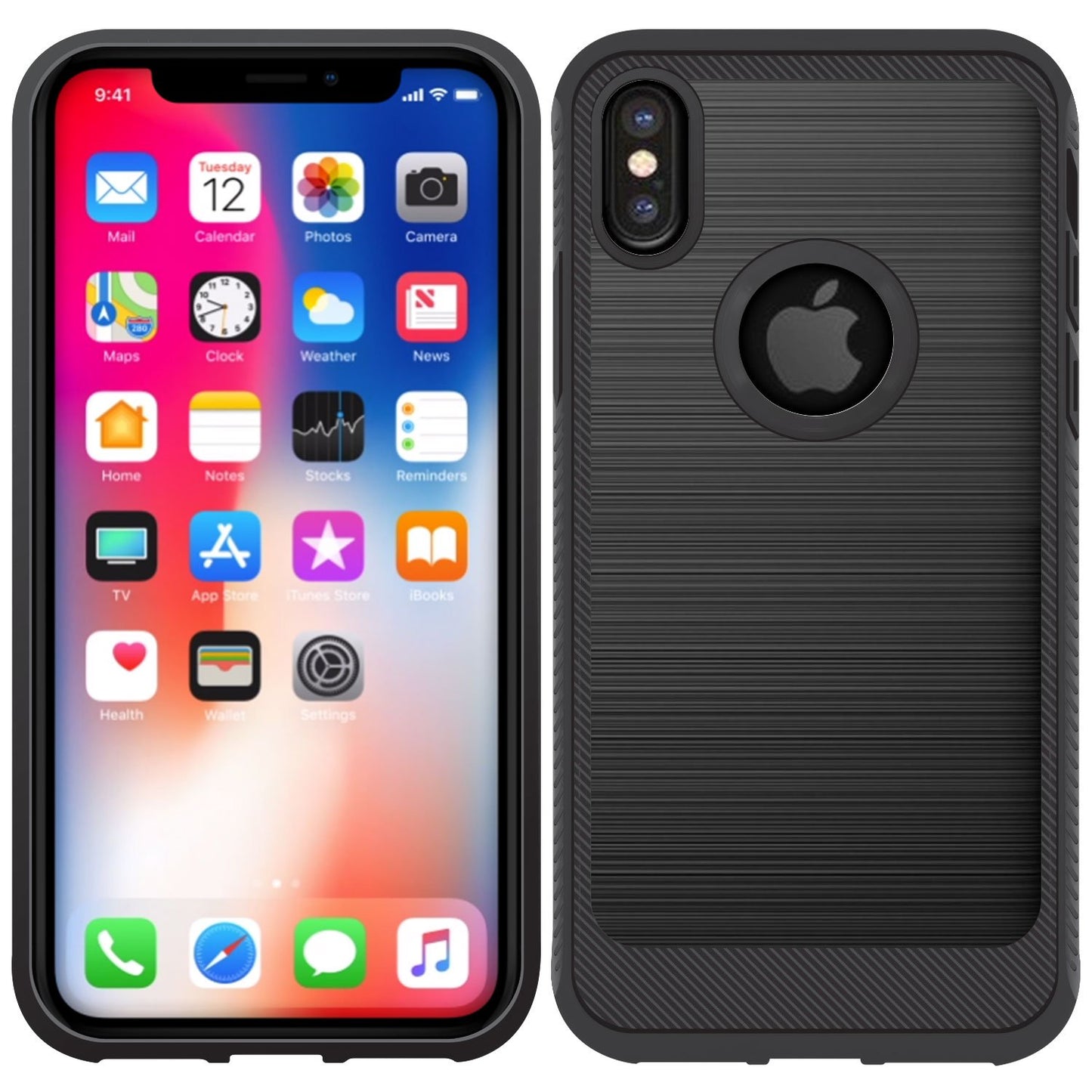 CCIPHXBK- Light Weight Heavy Duty Grip Protection Case - Black - iPhone X
