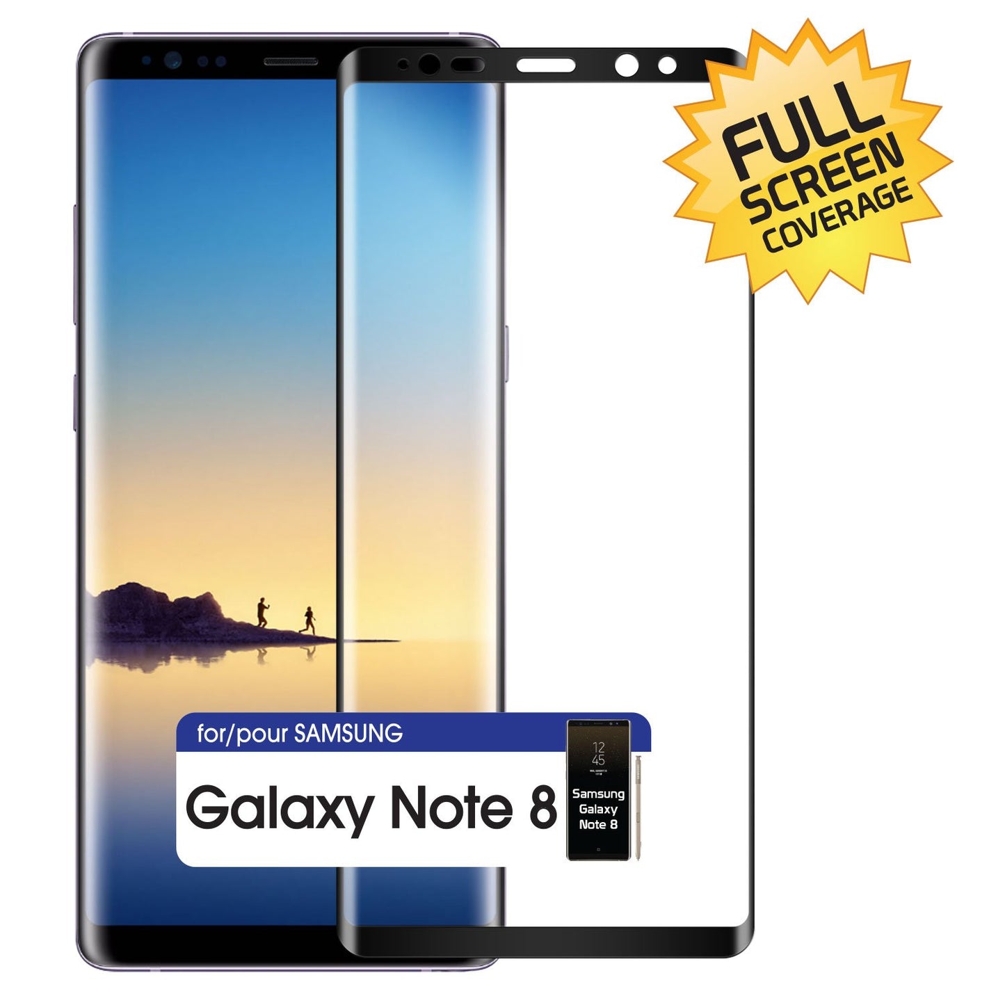 SGSAMN8F - Case friendly Tempered Glass Screen Protector for Samsung Galaxy Note 8, Premium Quality- Full Coverage 3D Surface- by Cellet