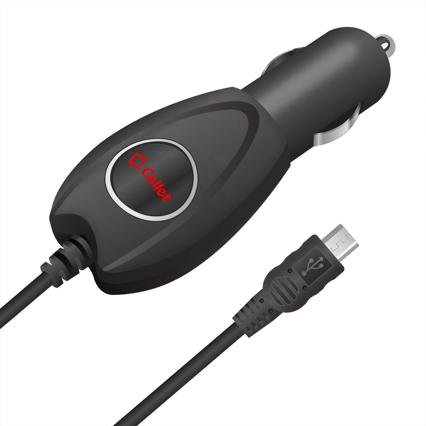 PMICRO1BK - High Powered 5 Watt (1 Amp) Micro USB Coiled Cable (5.7 ft.) Car Charger by Cellet - Black