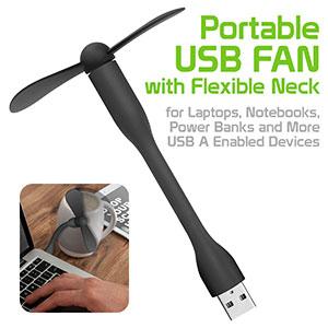 FANUSBA - Portable USB Fan with Flexible Neck for Laptops, Notebooks, Power Banks and More USB A Enabled Devices - Black