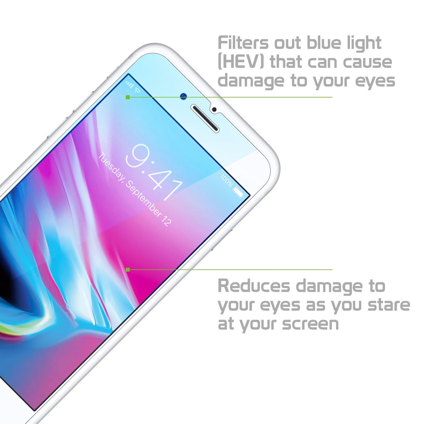 SGIPH8BL - iPhone 8 Eye Protection Screen Protector, Anti-Blue Light (HEV) Premium Tempered Glass Screen Protector for Apple iPhone 8 by Cellet