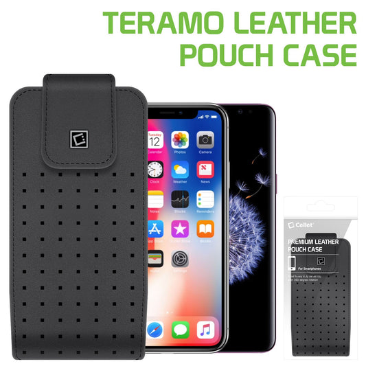 LTERMEDB -  Cellet Teramo Leather Pouch for Apple iPhone X, 8, 7, 6S, 6, Samsung Galaxy Note 9, Note 8, Samsung Galaxy S9, S8, S7 and More