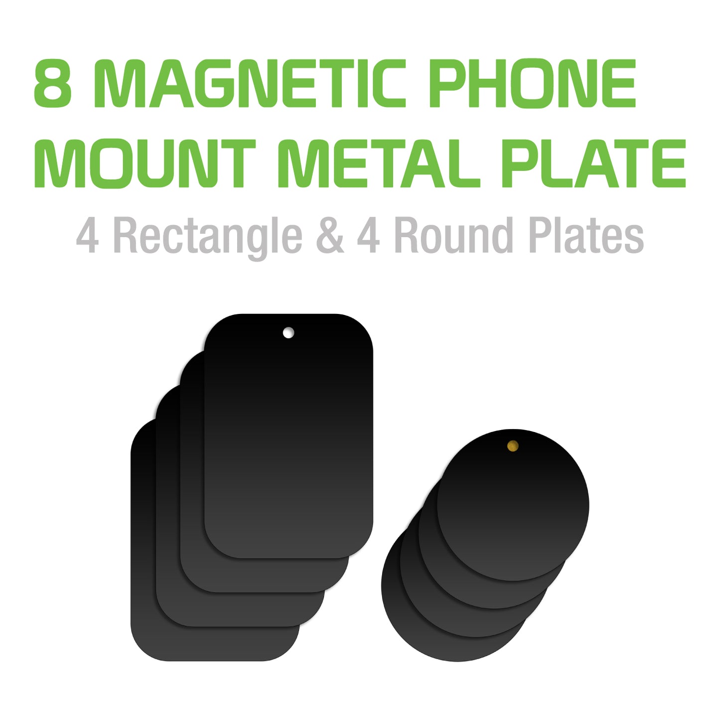 CLCMETALP8 - 8 Heavy Duty Phone Mount Magnets - 4 Rectangle & 4 Round Magnets