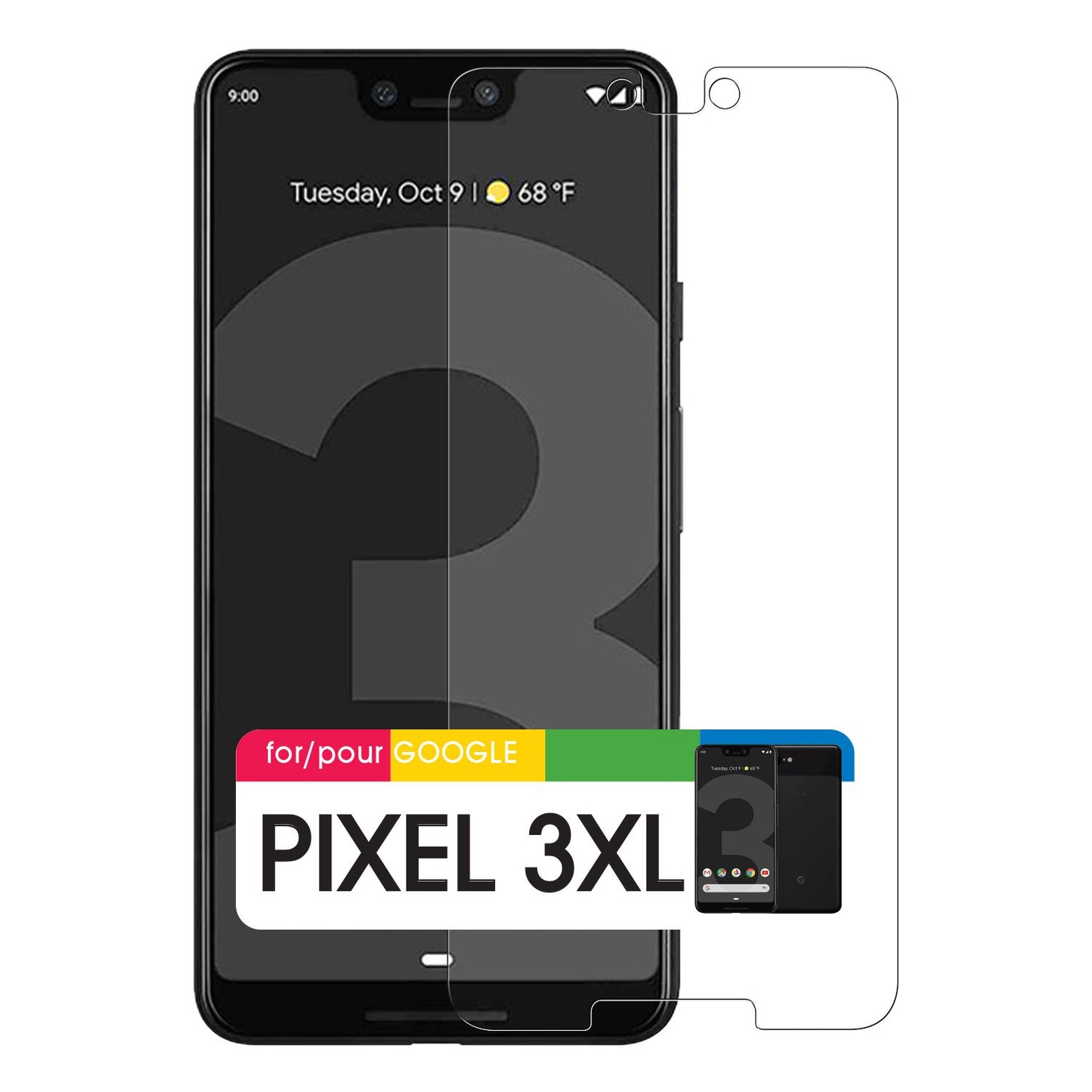SGGOOPK3XL - Google Pixel 3 XL, Cellet 0.3mm Premium Tempered Glass Screen Protector for Google Pixel 3 XL (9H Hardness)