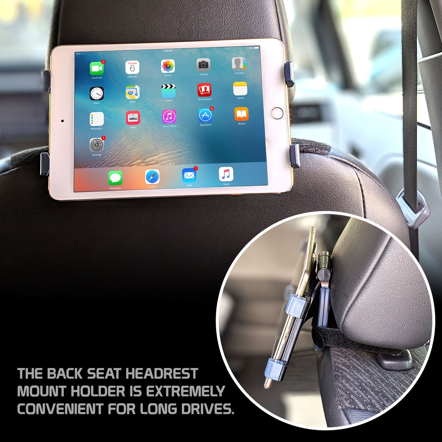 PHTAB5003 - 3-in-1 Tablet Holder Combo, Heavy Duty Desktop, Portable Stand and Headrest Holder with 360 Degree Rotation for iPads and Tablets