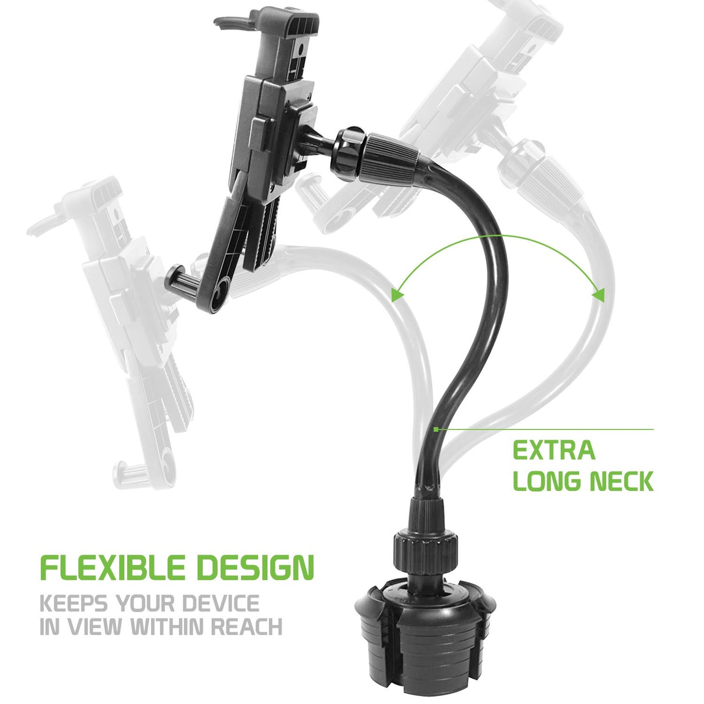 PH670G - Heavy Duty Tablet Mount, Cup Holder Mount with Flexible Gooseneck and 360 Degree Rotation for Tablets by Cellet