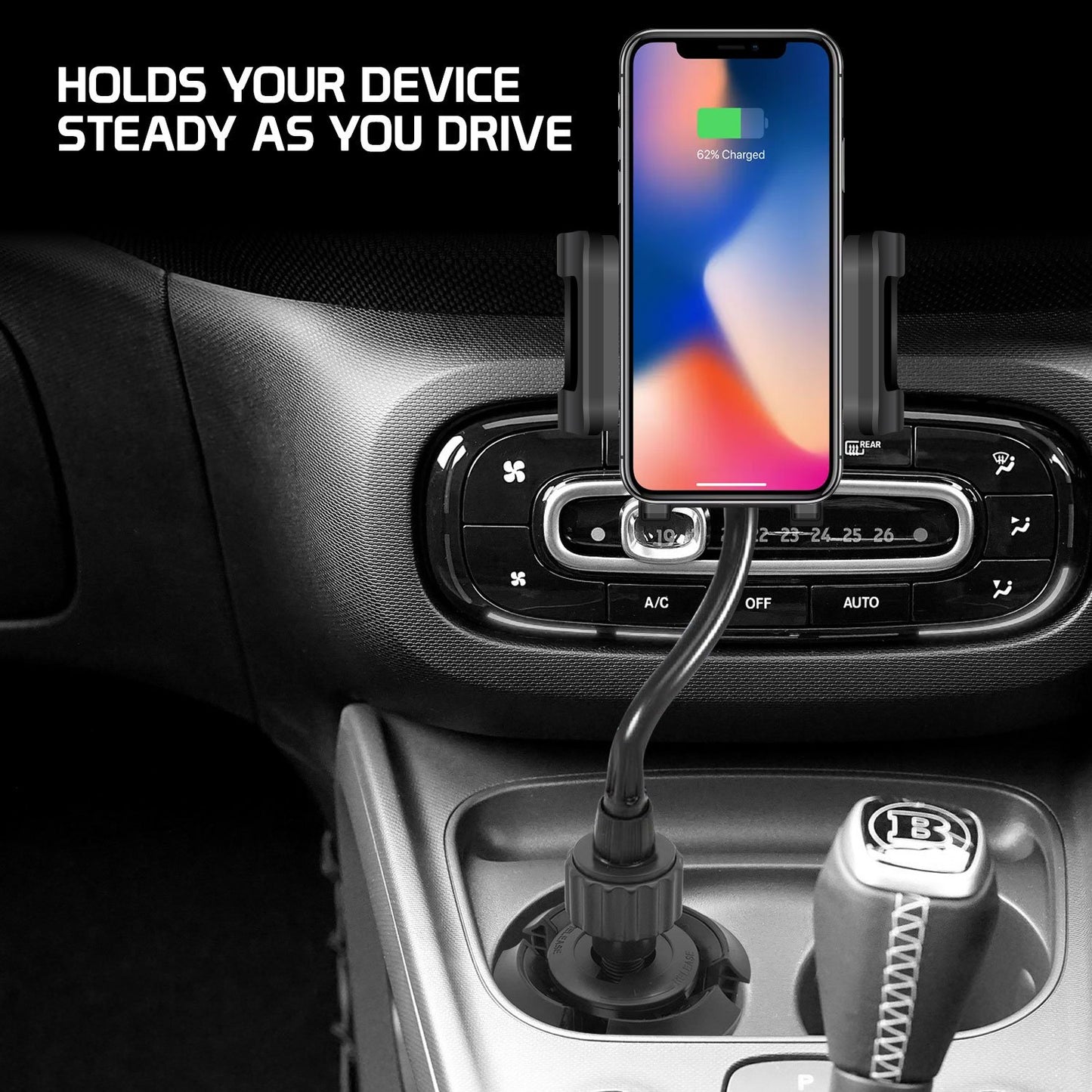 PH650G - Heavy Duty Smartphone Mount, Cup Holder Mount with Flexible Gooseneck and 360 Degree Rotation for Smartphones by Cellet