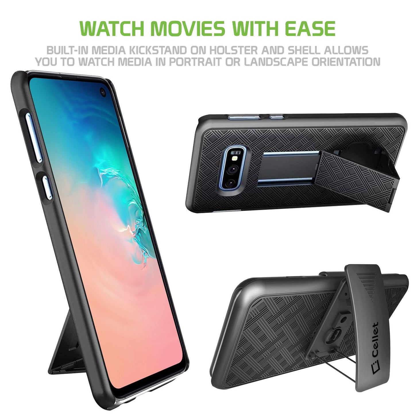 HLSAMS10E - Belt Clip Holster & Shell Case with Kickstand Heavy Duty Protection - Galaxy S10 Lite