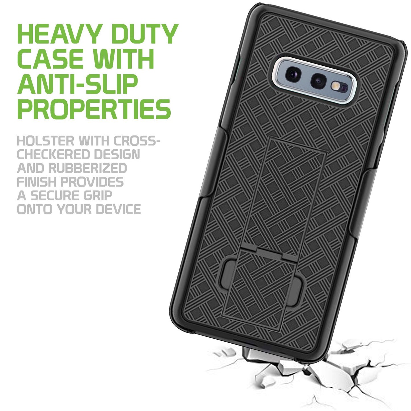 HLSAMS10E - Belt Clip Holster & Shell Case with Kickstand Heavy Duty Protection - Galaxy S10 Lite