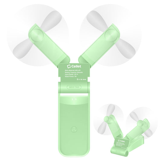 FAN500GR- 2-in-1 Mini Handheld Fan 500mAh Dual Fan Heads - Green