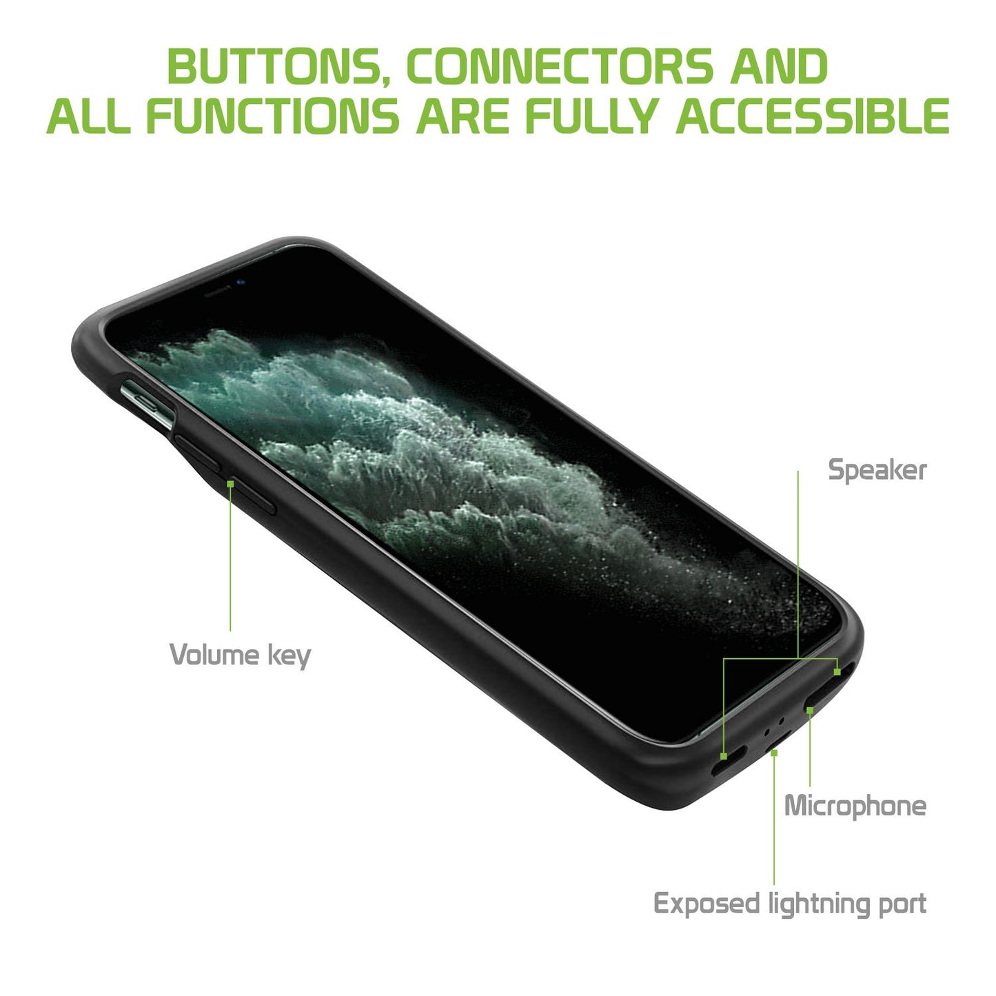 BIPH11PMBK - Cellet Apple iPhone 11 Pro Max Battery Case, Rechargeable External Power Case (iPhone 11 Pro Max)