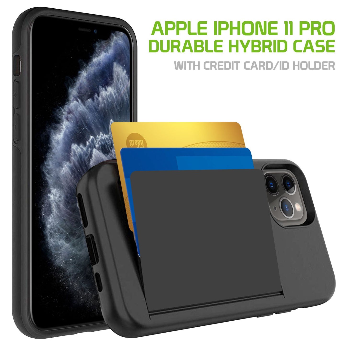 CCIPH11PBK - Durable Slim Protective Wallet Case - ID & Credit Card Holder Slot - iPhone 11 Pro