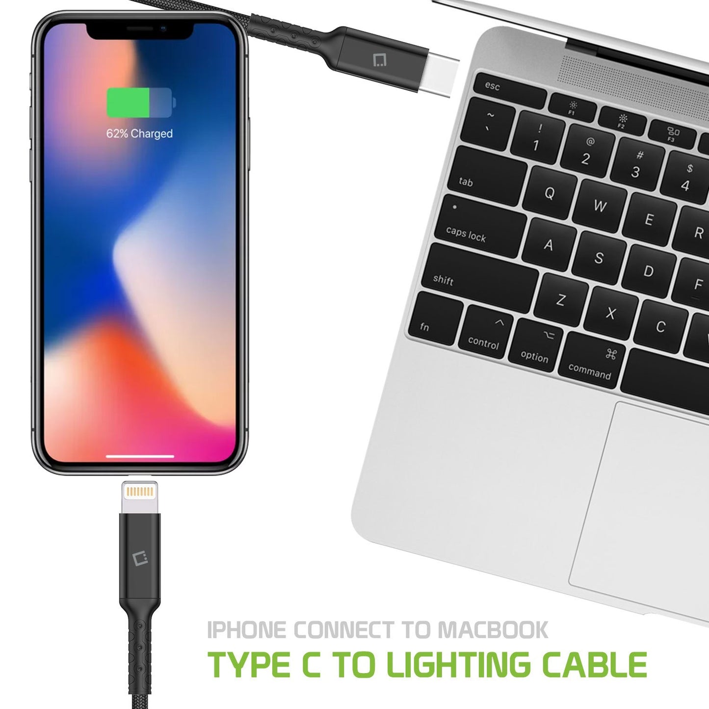 DCL40BK - USB Type C to MFI Lightning Data Cable, Cellet 3.3ft Braided USB Type C to Lighting Data Cable Compatible to Type C and Lightning Devices
