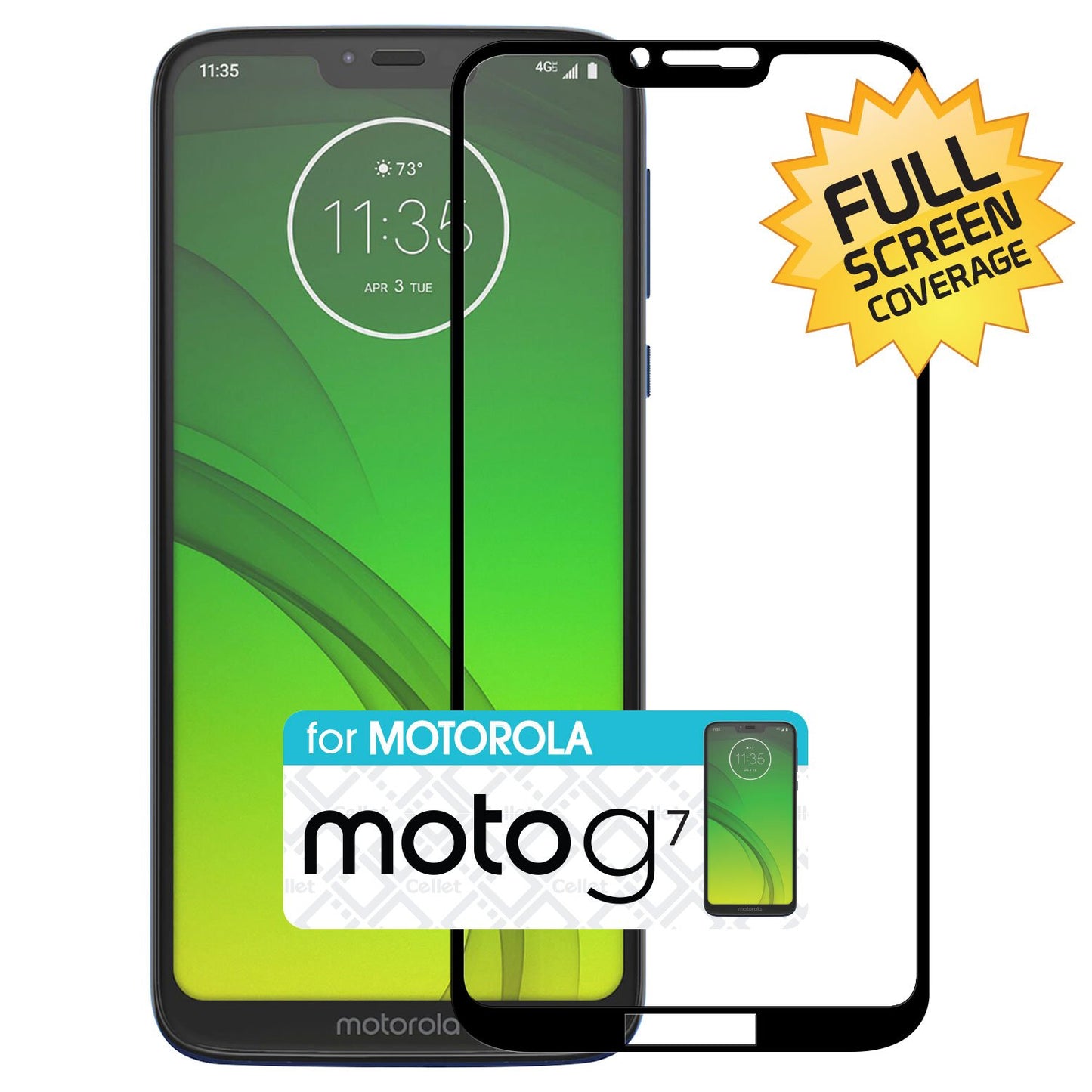 SGMOTOG7 - Motorola Moto G7 Play, Premium 3D Full Coverage Tempered Glass Screen Protector for Motorola Moto G7 Play by Cellet