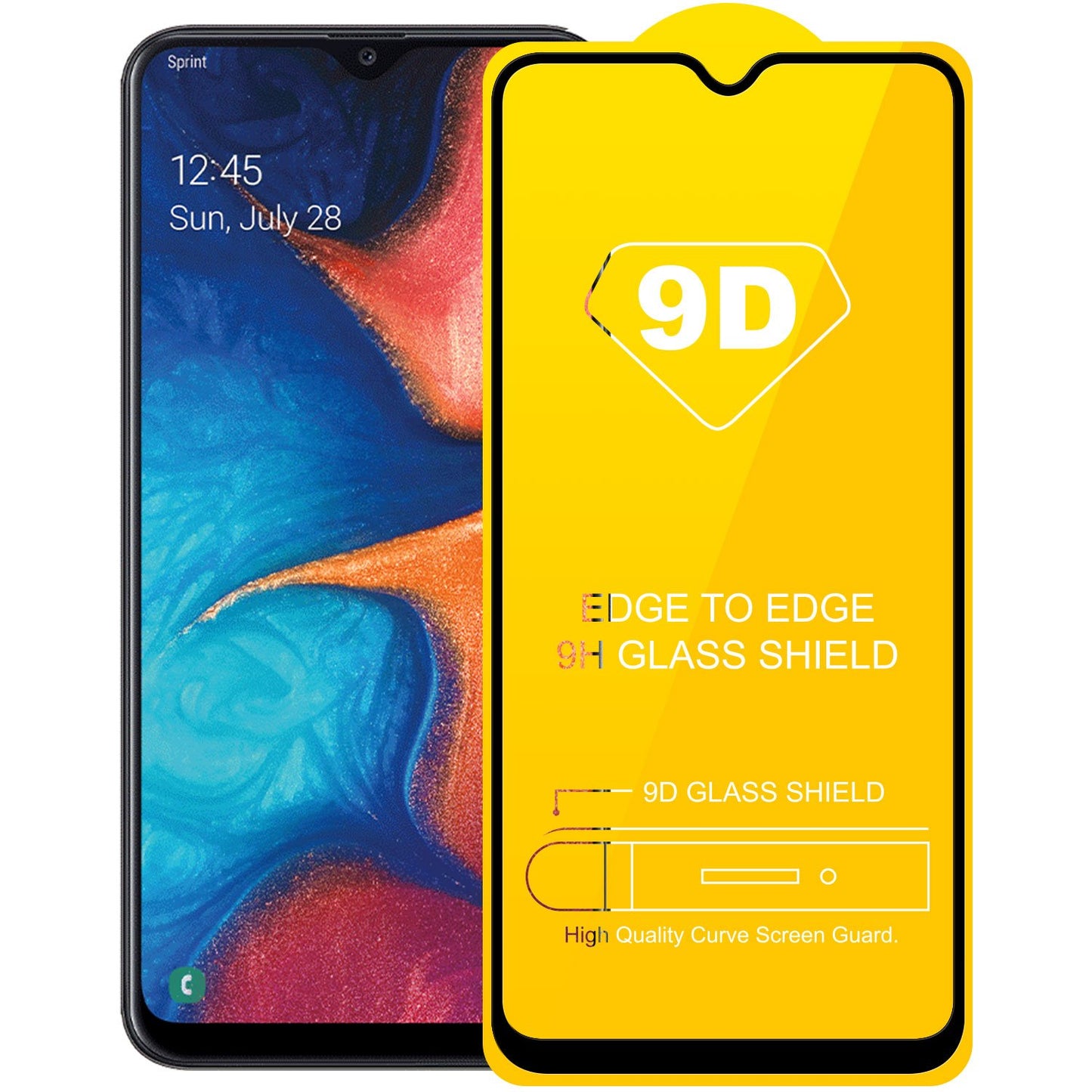 SGSAMA20 - Samsung Galaxy A20, Premium 3D Full Coverage Tempered Glass Screen Protector for Samsung Galaxy A20 by Cellet