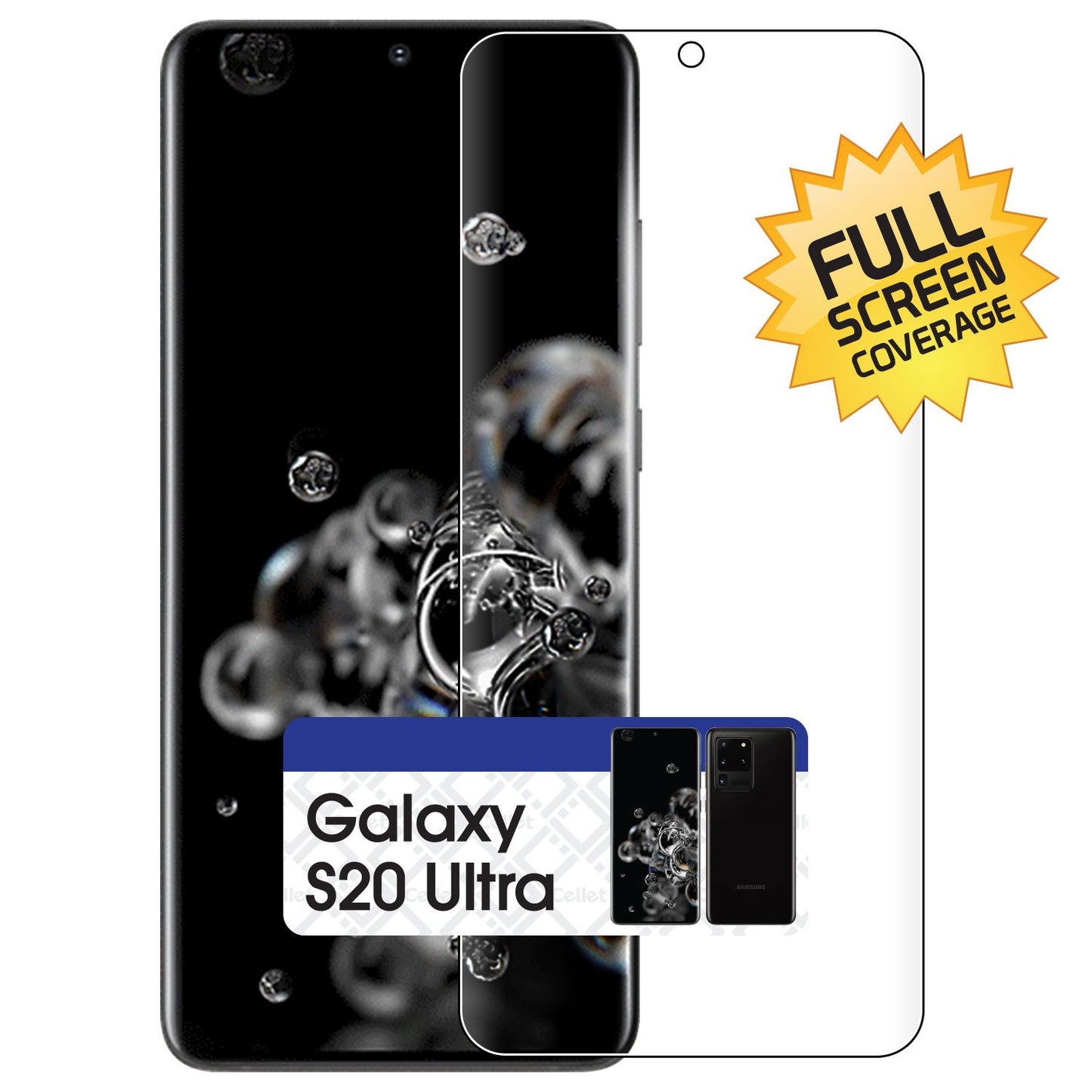 STSAMS20U - Cellet Samsung Galaxy S20 Ultra TPU Screen Protector, Full Coverage Flexible Film Screen Protector Compatible to Samsung Galaxy S20 Ultra