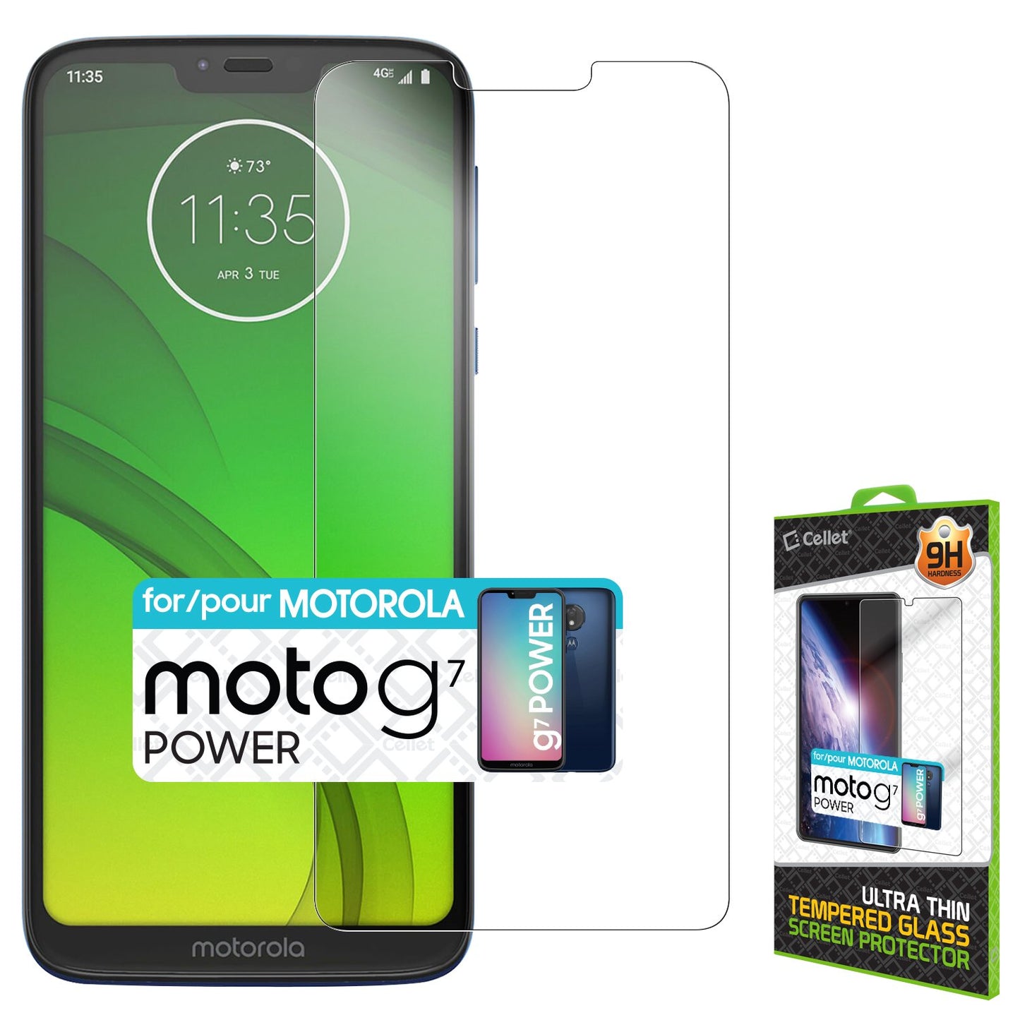 SGMOTG7PWR - Motorola Moto G7 Power, Cellet 0.3mm Premium Tempered Glass Screen Protector for  Motorola Moto G7 Power (9H Hardness)