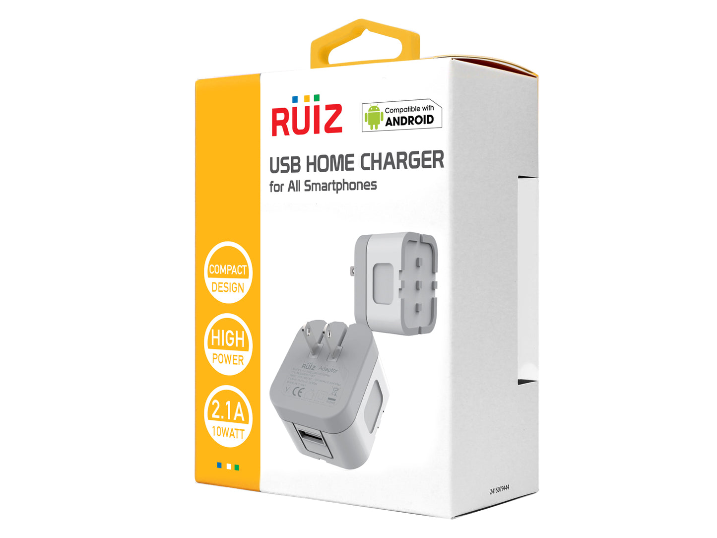 RUIZ by Cellet High Powered 2.1A (10W) USB Home Wall Charger (TYPE-C Cable Included) - White