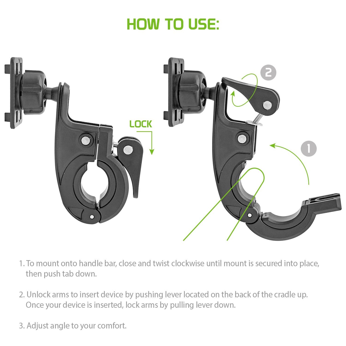 PHBIKE10 - Bike Smartphone Mount, Universal Heavy Duty Bicycle Holder Mount With 360 Degree Rotation Compatible to iPhone and all Smartphones