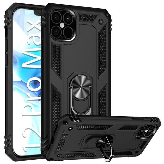 CCIPH12PMIFBK - Shockproof Case with Built in Ring, Kickstand and Magnet for Car Mounts Compatible to Apple iPhone 12 Pro Max