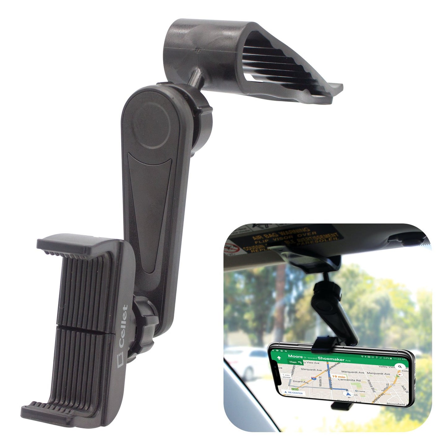 PH710 - Sun Visor Phone Mount, Sun Visor Clip Phone Mount Holder with 360 Degree Rotation Compatible to all Smartphones