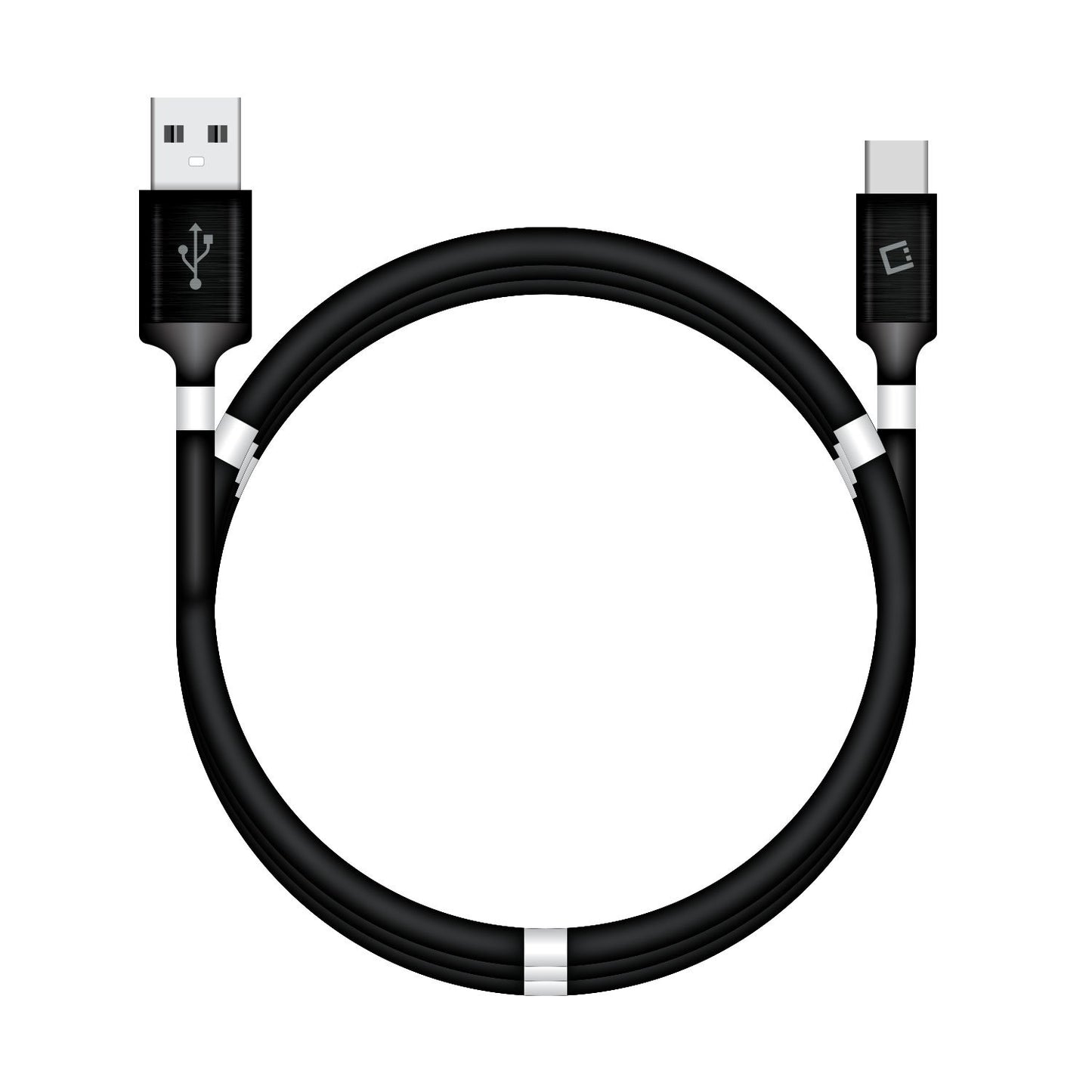 DCACOIL3BK- USB-C Charging Cable, Magnetic Self Winding, Tangle Free, USB-C to USB-A Charging and Data Cord- 3.3ft. (1m) Black