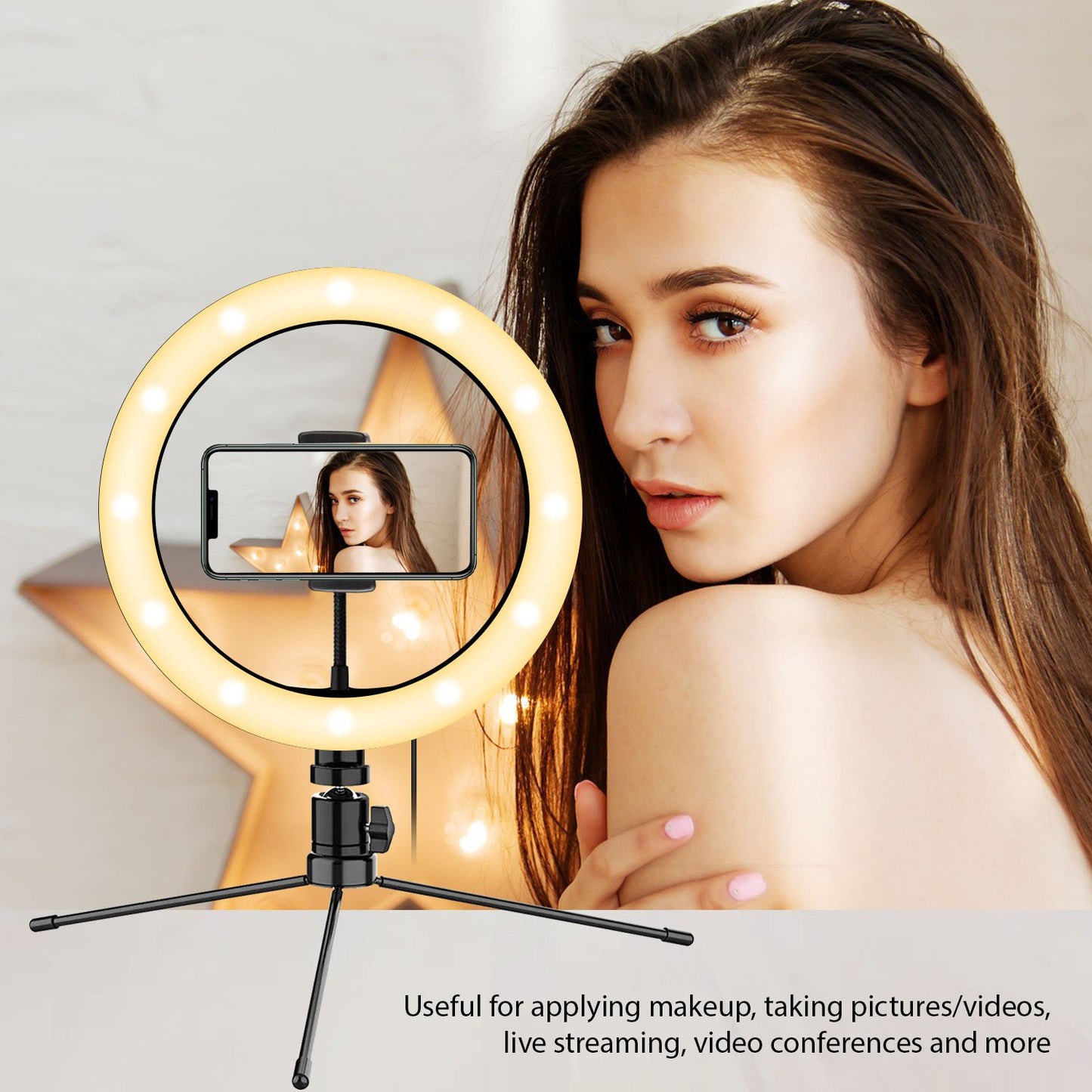 10 Inch Ring Light with Wireless Remote & Phone Holder Mount for Ticktok Youtube Livestream Live broadcast