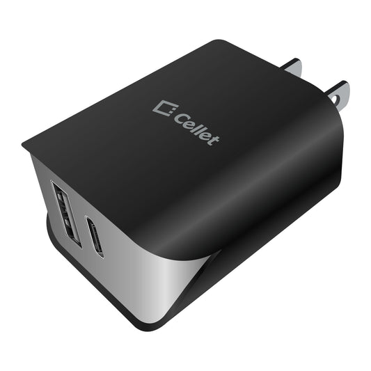 TC180BK - UL Certified Dual Port Home Charger, 18 Watt USB-A and Type-C Home Charger (Cable Sold Separately) Compatible Androids and Tablets