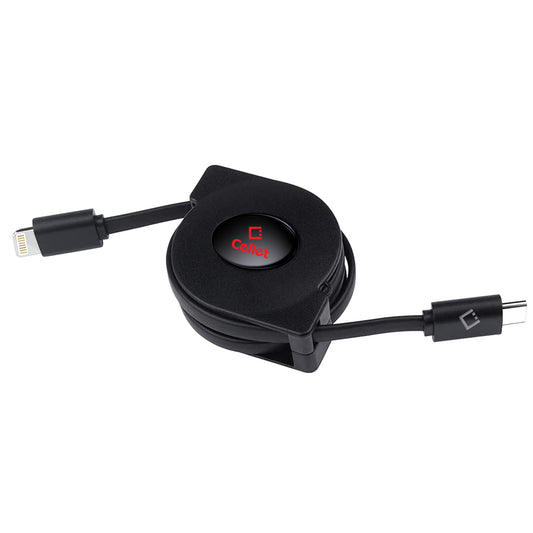 DAC8RBK - Retractable USB C to Lightning Cable [3ft MFI Certified], USB-C to Lightning Cable for iPhone 13 Pro Max mini 12 Airpod iPad Pro Air mini