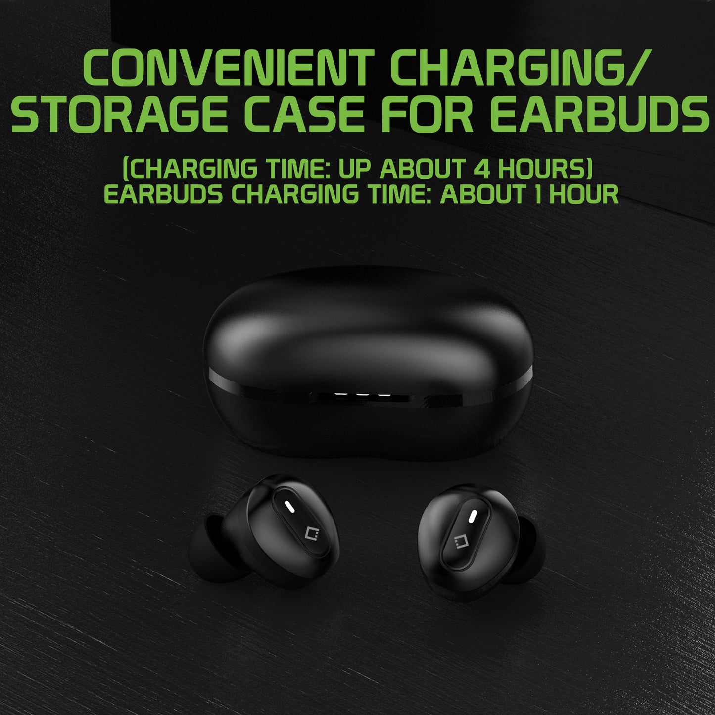 EB400-Premium In-Ear Wireless Earbuds with Charging case, Voice Notifications and Built-in Microphone Compatible to Wireless Enabled Devices
