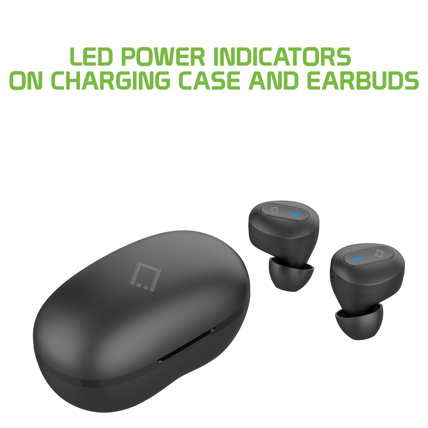 EB400-Premium In-Ear Wireless Earbuds with Charging case, Voice Notifications and Built-in Microphone Compatible to Wireless Enabled Devices
