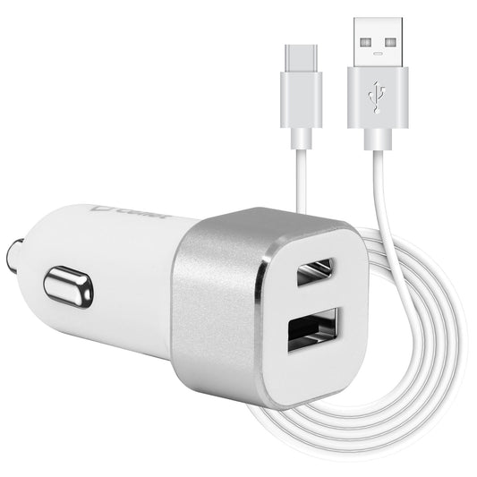 Car Charger for Smartphone, 30 Watt Dual (USB A & USB C) Car Charger with USB-C Cable Included