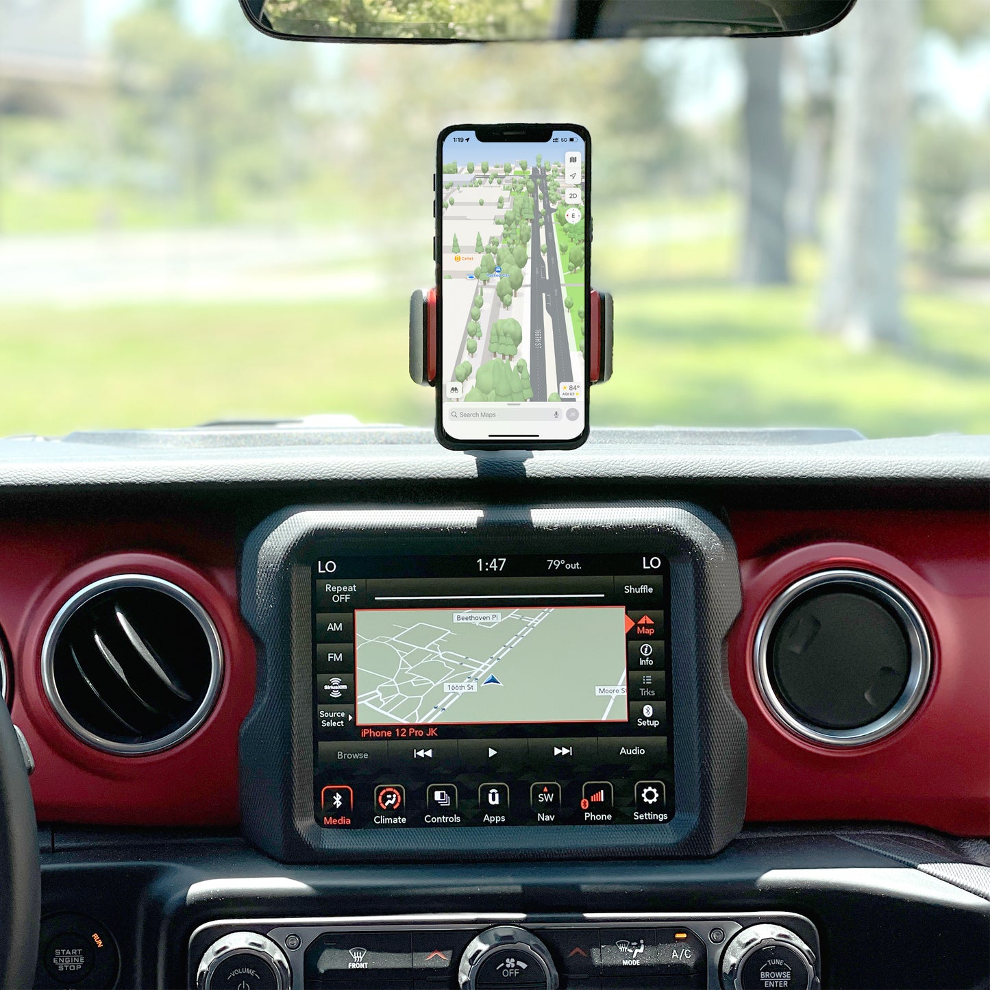 Dash Tray Phone Holder with Storage Compatible to Jeep Wrangler JL, JLU (2018-2022), Jeep Gladiator JT (2020-2022)
