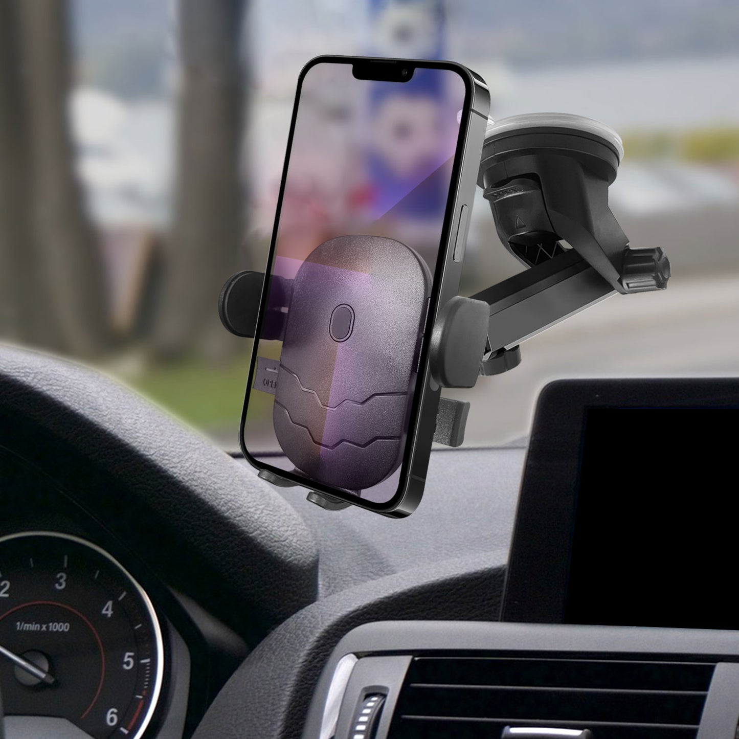 PH180 - Dashboard Phone Mount, Reusable Suction Cup Dashboard Phone Holder with 360 Degree Rotation and Extendable 270 Degree Arm