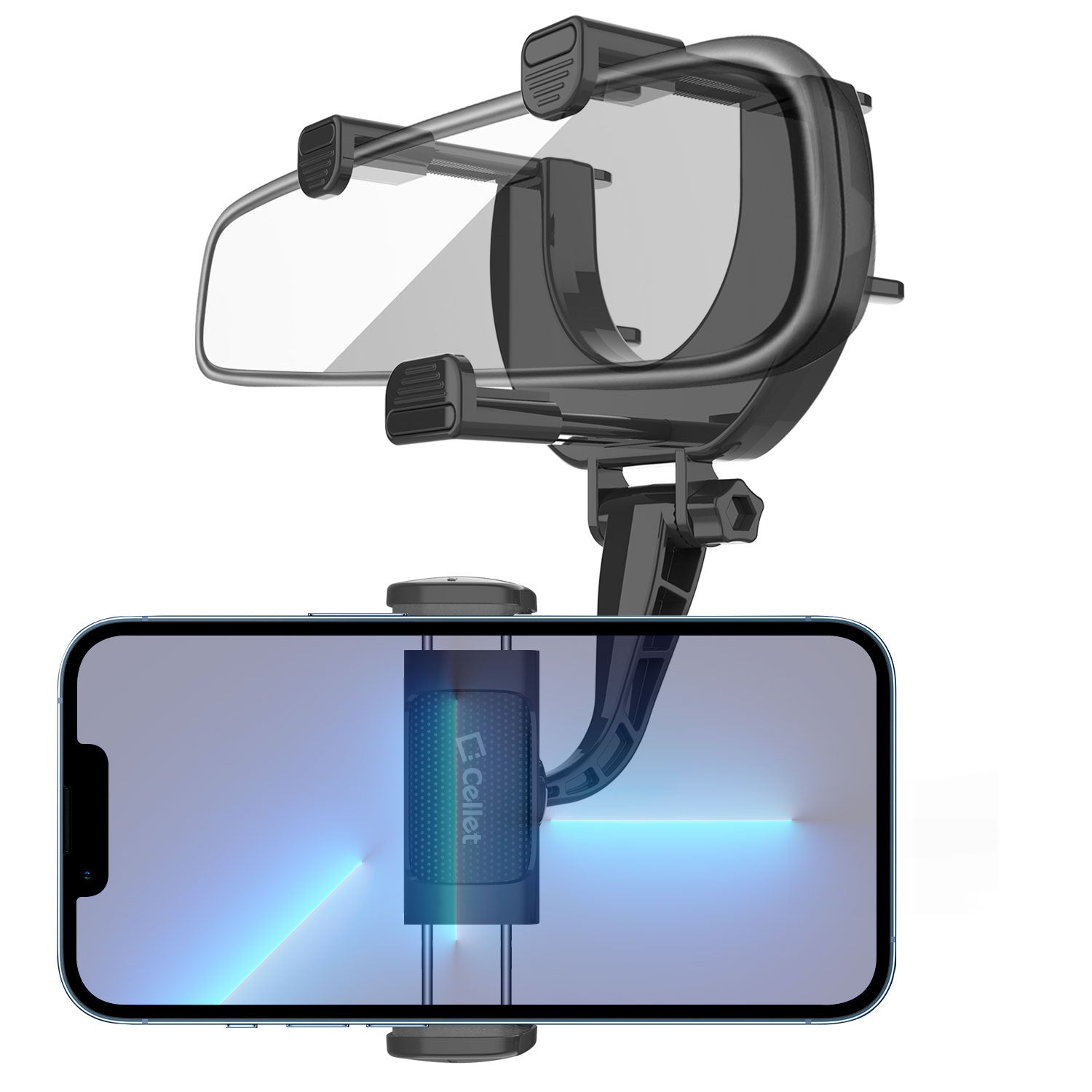 Celllet Car Rear-view Mirror Mount Phone Holder, 360 Degree Rotating, Adjustab ...