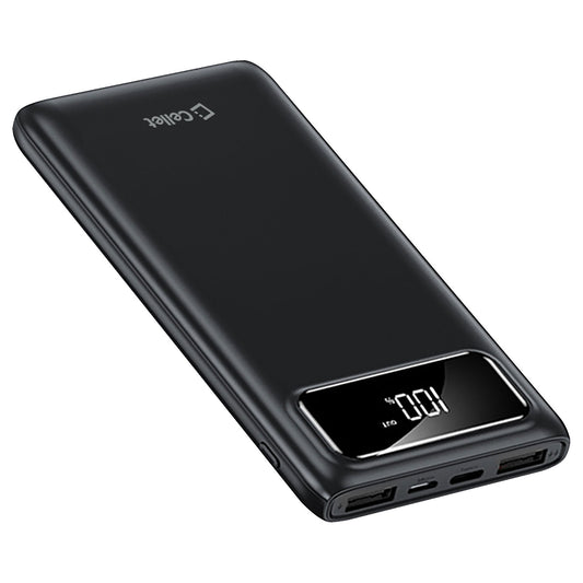 10,000mAh Portable Power Bank with Smart Digital Display Screen Compatible with iPhones Samsung Galaxy, Note, Motorola Moto, Google Pixel - Black