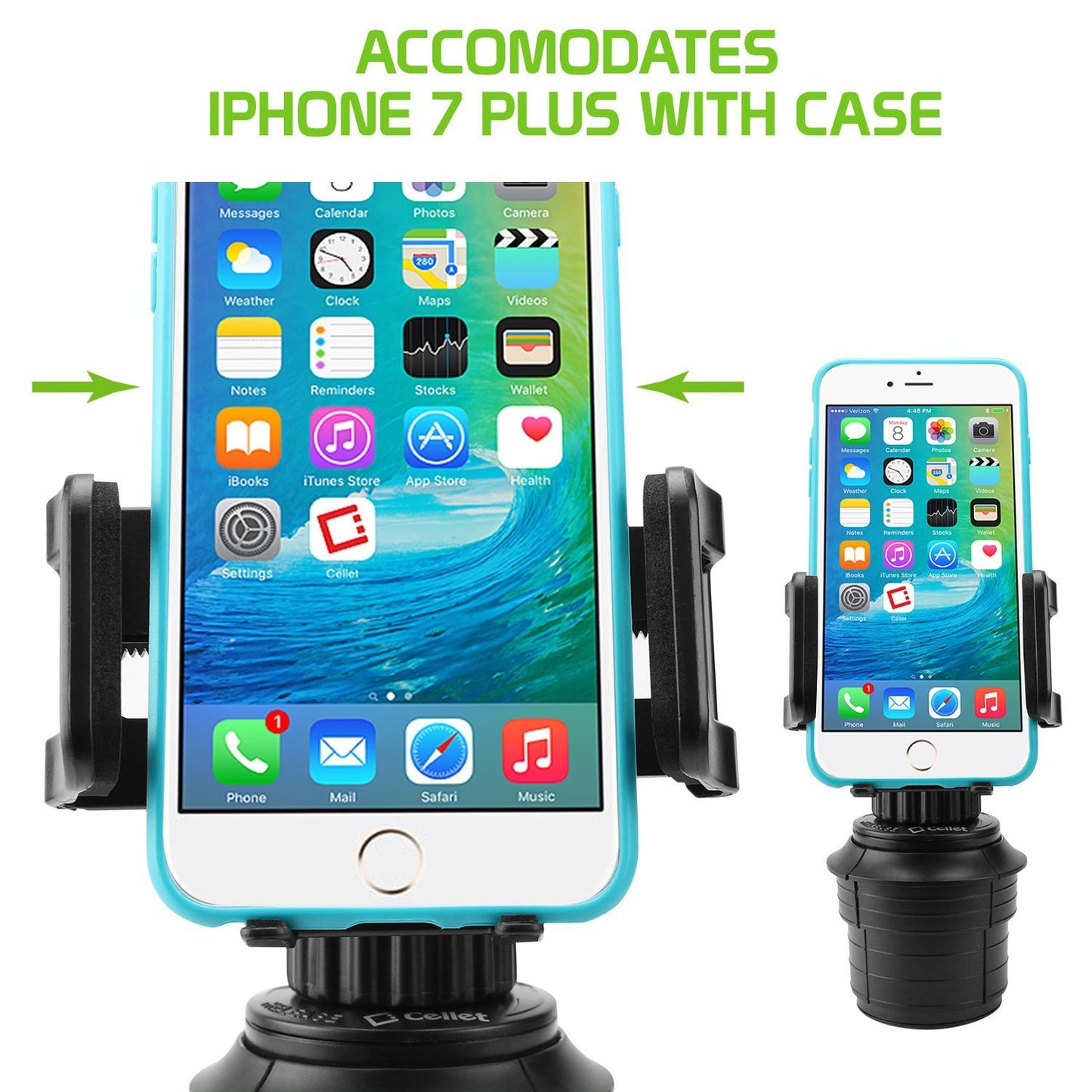 Cellet Car Phone Mount Holder Car Cup Holder Phone Holder Mount, Adjustable Compatible with Apple iPhone 12 Pro Max Mini 11 SE XS XR X 8 Plus Samsung Note 20 10 Galaxy S21 S20 Moto Pixel